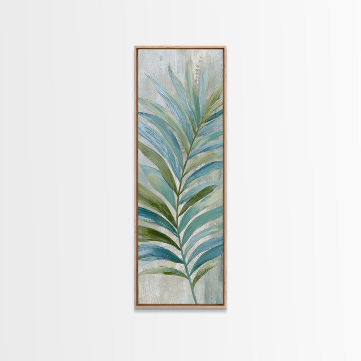 Simple Palm Frond on Off White Linen Canvas Print, Bathroom Art, Home Decor, Bathroom Decor, Fine Art, Spa, Canvas Wall Art, BAT-1x3-59