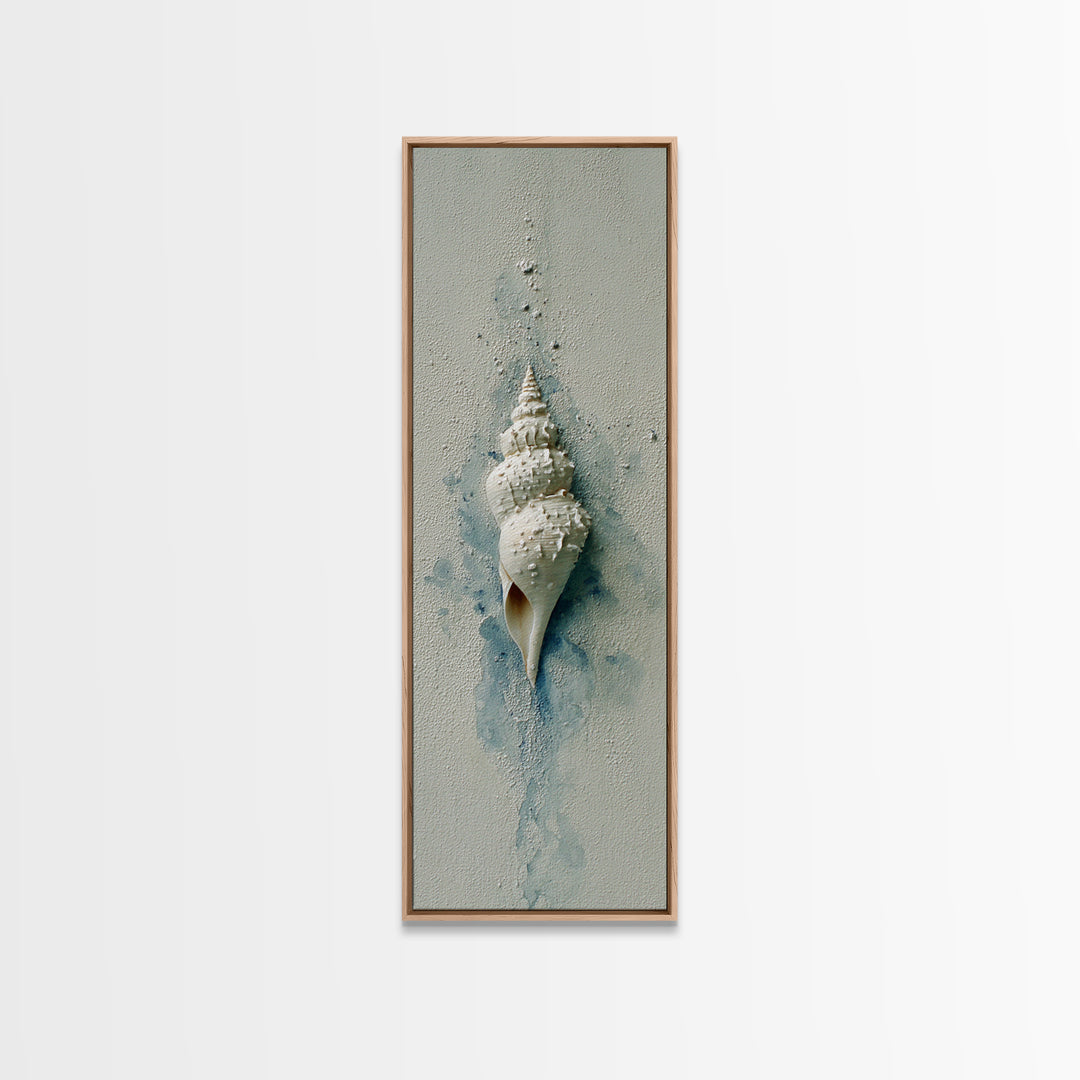 Minimal Seashell Still Life on Pale Sand Canvas Print, Bathroom Art, Custom Pet Portrait, Bathroom Decor, Oil Painting, Spa, BAT-1x3-63