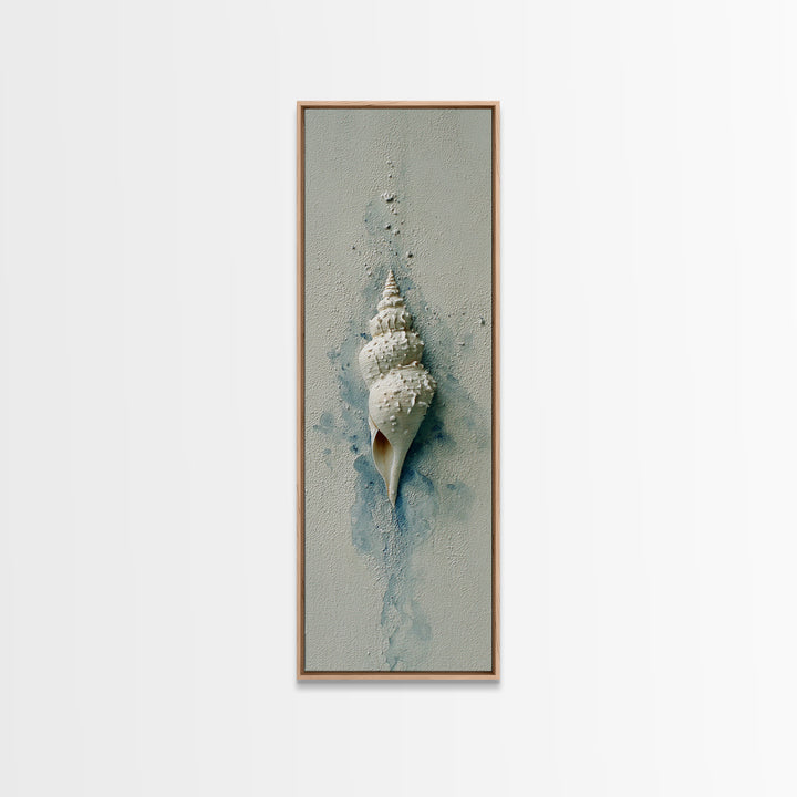 Minimal Seashell Still Life on Pale Sand Canvas Print, Bathroom Art, Custom Pet Portrait, Bathroom Decor, Oil Painting, Spa, BAT-1x3-63