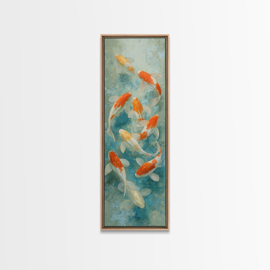 Minimal Koi Fish Swimming Through Clear Water Canvas Print, Bathroom Art, Poster, Bathroom Decor, Fine Art, Spa, Digital Print, BAT-1x3-68