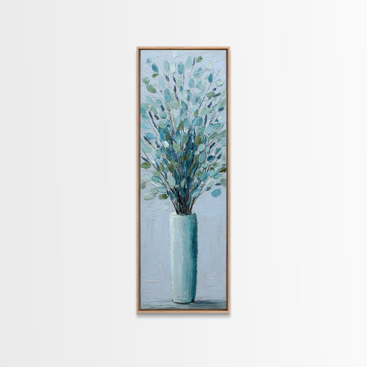 Lavender Sprigs in a Ceramic Vase Canvas Print, Bathroom Art, Digital Art, Bathroom Decor, Fine Art, Spa, Dopamine Decor, BAT-1x3-72
