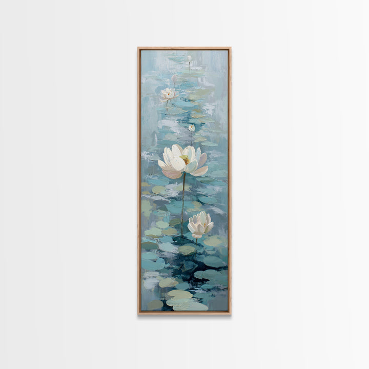 Lotus Flower Floating on Calm Water Framed Canvas Print, Bathroom Art, Funny Bathroom Art, Bathroom Decor, Watercolor Art, Spa, BAT-1x3-8