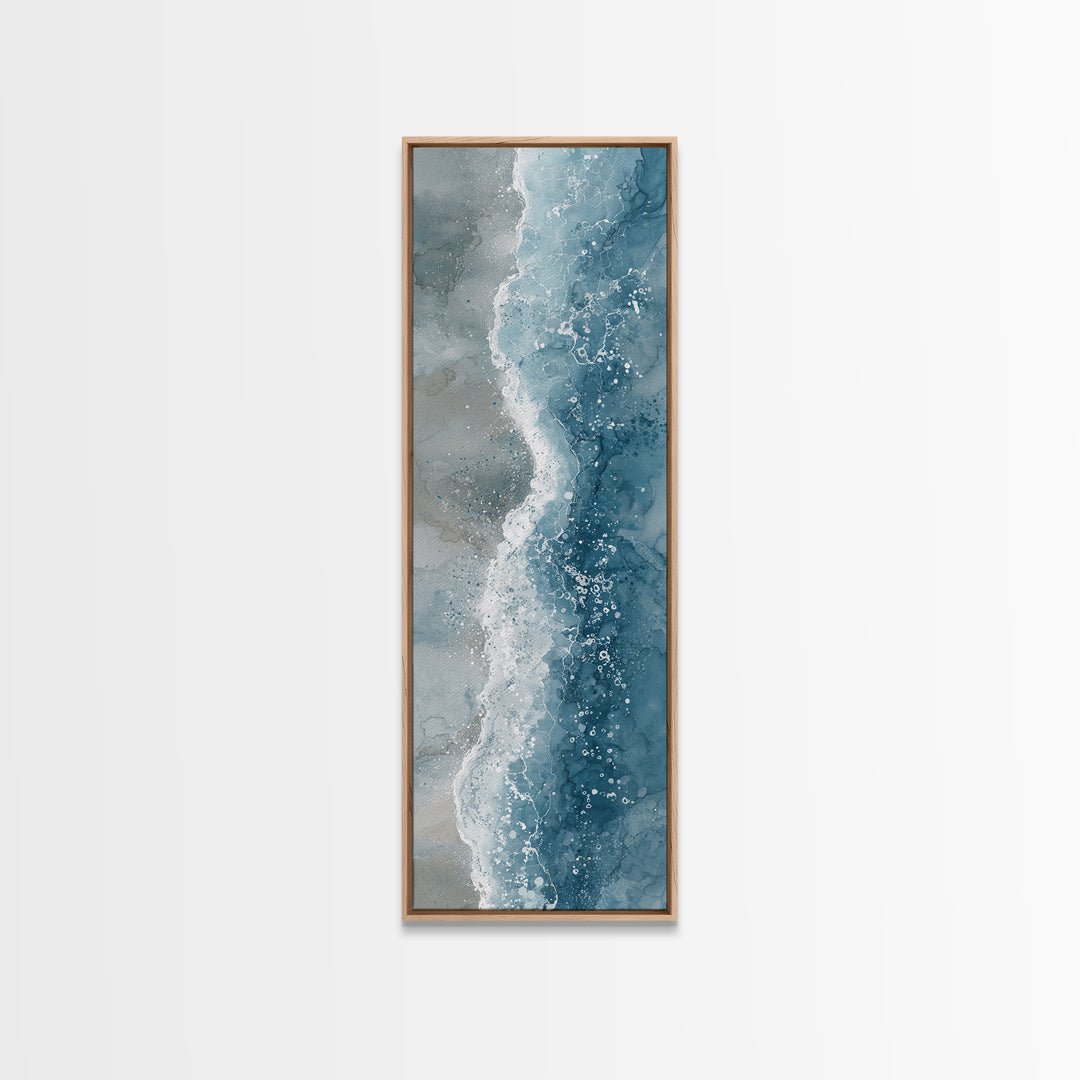 Calming Blue Ocean Wave Study Canvas Print, Bathroom Art, Art Print, Bathroom Decor, Fine Art, Spa, Custom Pet Portrait, BAT-1x3-85