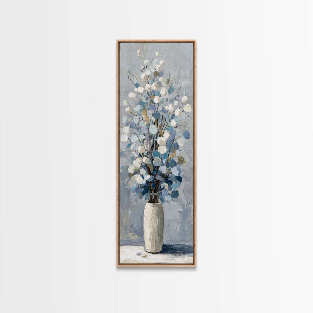 Lavender Sprigs in a Ceramic Vase Framed Canvas Print, Bathroom Art, Bathroom Wall Art, Bathroom Decor, Abstract Art, Spa, BAT-1x3-96