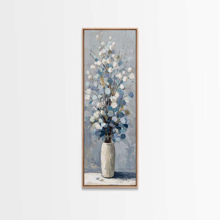Lavender Sprigs in a Ceramic Vase Framed Canvas Print, Bathroom Art, Bathroom Wall Art, Bathroom Decor, Abstract Art, Spa, BAT-1x3-96