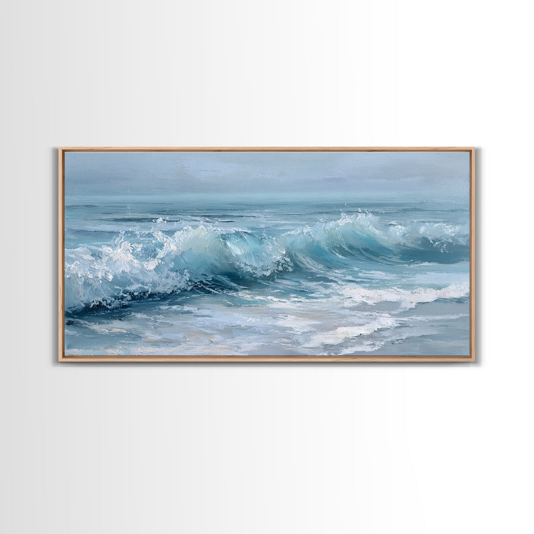 Calming Blue Ocean Wave Study Canvas Print, Bathroom Art, Luxury Decor, Bathroom Decor, Fine Art, Spa, Digital Wall Art, BAT-2x1-21
