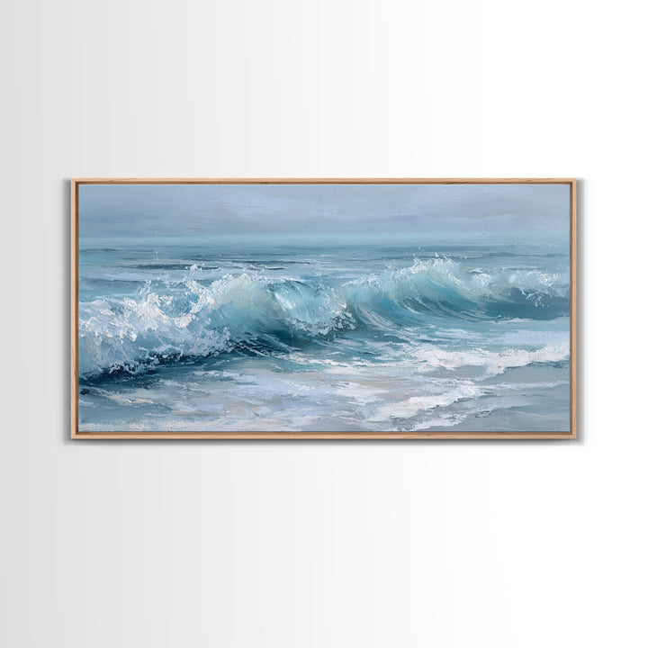 Calming Blue Ocean Wave Study Canvas Print, Bathroom Art, Luxury Decor, Bathroom Decor, Fine Art, Spa, Digital Wall Art, BAT-2x1-21