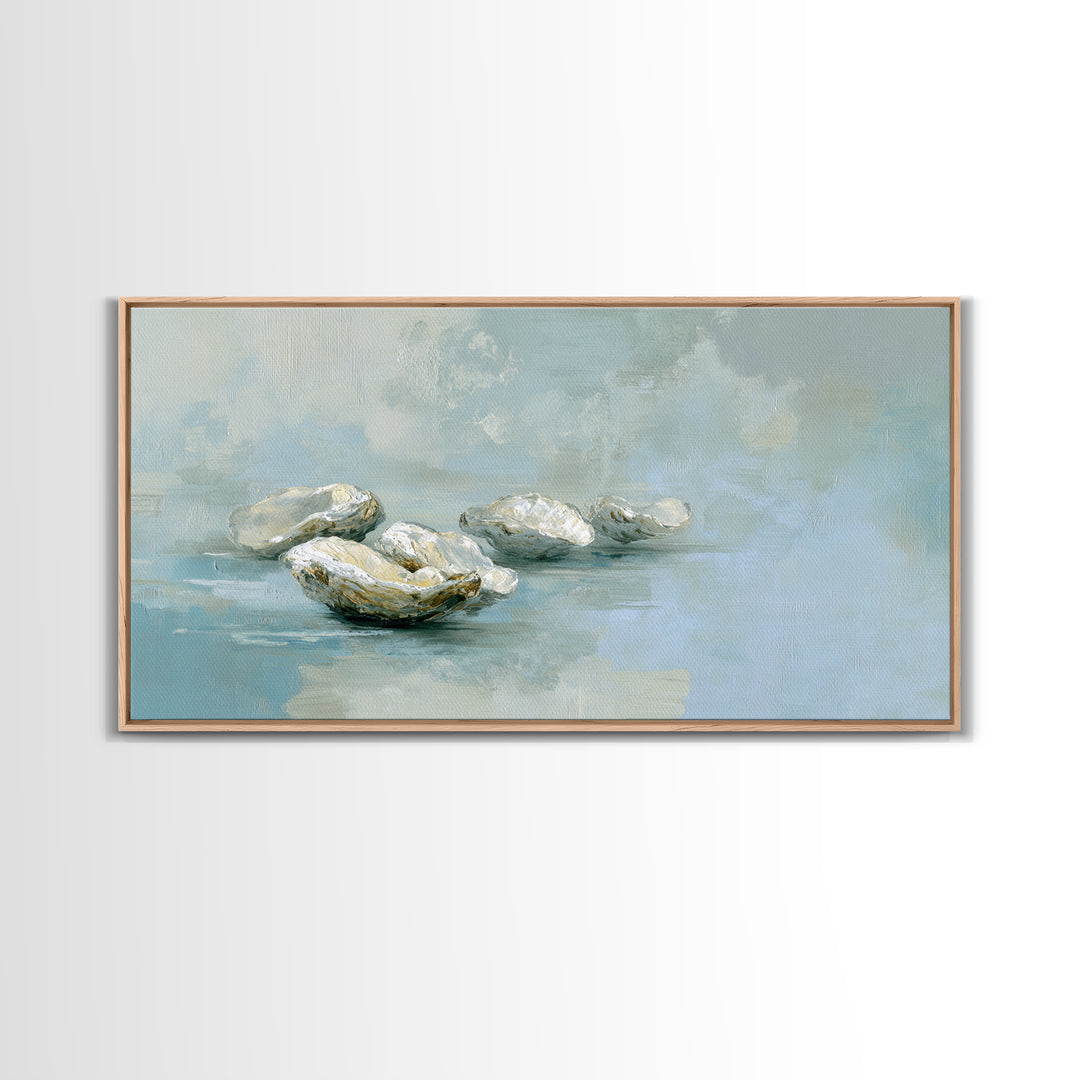 Oyster Shell Study Framed Canvas Print, Bathroom Art, Gallery Decor, Bathroom Decor, Fine Art, Spa, Minimalist Decor, BAT-2x1-42