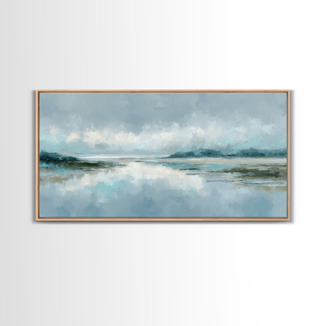 Misty Lake Scene Canvas Print, Bathroom Art, Home Decor, Bathroom Decor, Fine Art, Spa, Canvas Wall Art, Digital Print, BAT-2x1-53