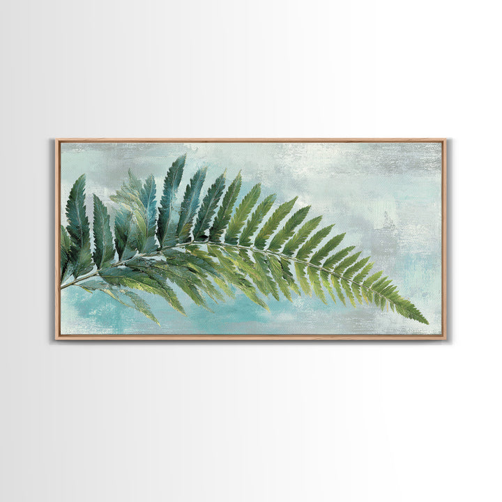 Green Fern Frond Closeup Framed Canvas Print, Bathroom Art, Modern Decor, Bathroom Decor, Fine Art, Spa, Home Decor, Poster, BAT-2x1-6