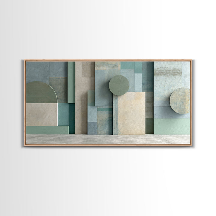 Clean Geometric Forms Framed Canvas Print, Bathroom Art, Minimalist Decor, Bathroom Decor, Fine Art, Spa, Wall Hanging, BAT-2x1-65