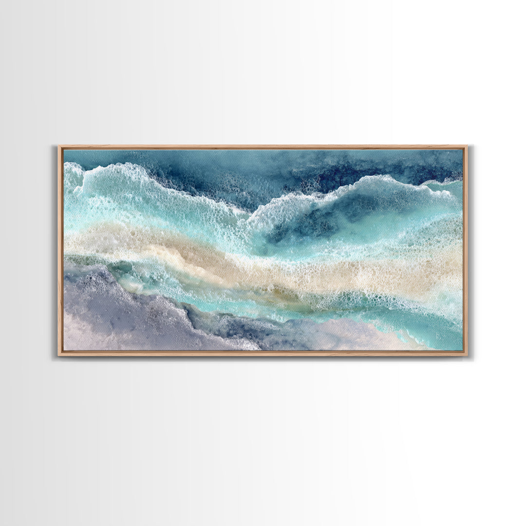Calming Blue Ocean Wave Study Canvas Print, Bathroom Art, Printable Wall Art, Bathroom Decor, Spa, Bathroom Wall Decor, BAT-2x1-69
