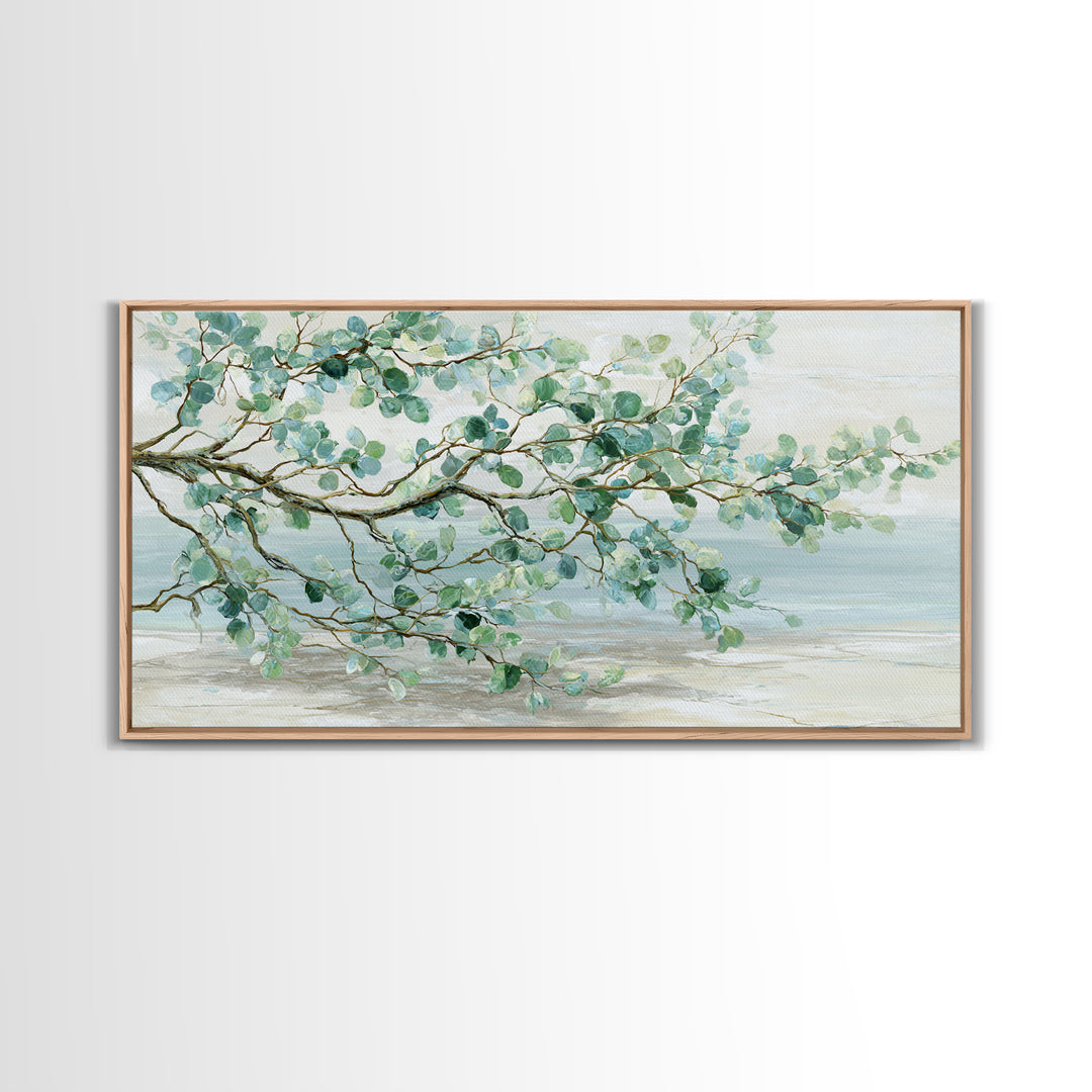 Spa Eucalyptus Branch Canvas Print, Bathroom Art, Minimalist Decor, Bathroom Decor, Oil Painting, Spa, Wall Hanging, BAT-2x1-70