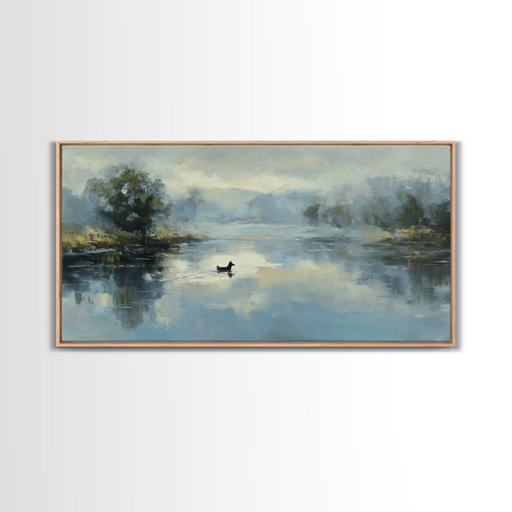 Misty Lake Scene Canvas Print, Bathroom Art, Home Decor, Bathroom Decor, Fine Art, Spa, Canvas Wall Art, Digital Print, BAT-2x1-77