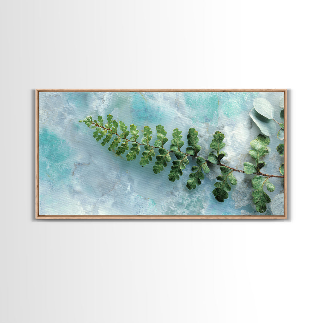 Green Fern Frond Closeup Canvas Print, Bathroom Art, Art Print, Bathroom Decor, Spa, Custom Pet Portrait, Bathroom Wall Art, BAT-2x1-78