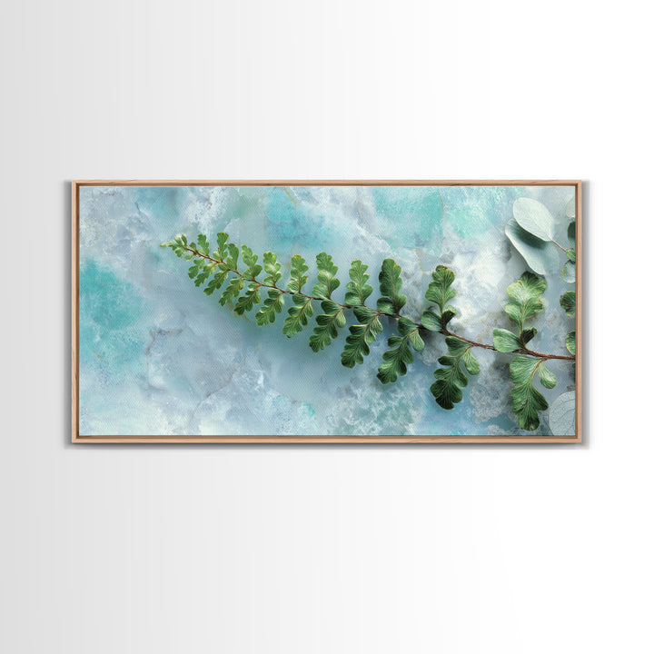 Green Fern Frond Closeup Canvas Print, Bathroom Art, Art Print, Bathroom Decor, Spa, Custom Pet Portrait, Bathroom Wall Art, BAT-2x1-78