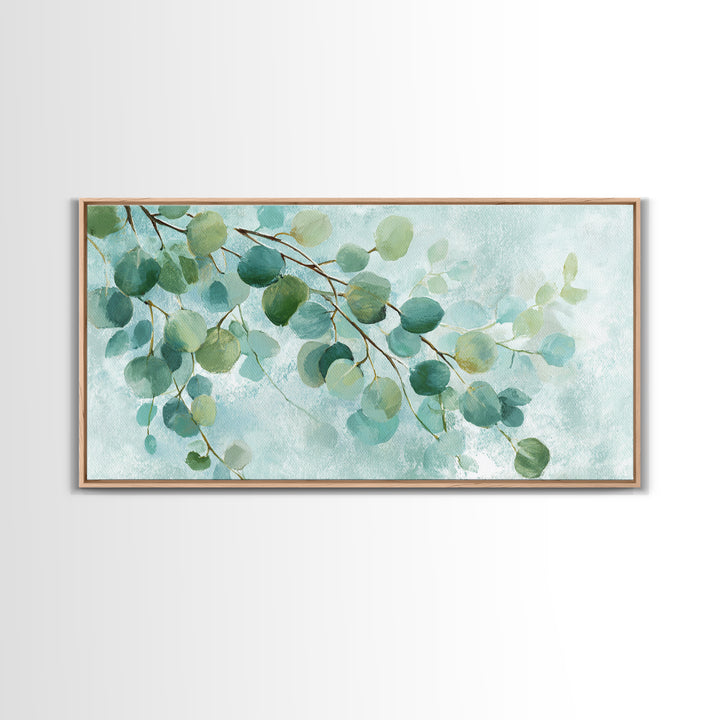 Spa Eucalyptus Branch Canvas Print, Bathroom Art, Minimalist Decor, Bathroom Decor, Oil Painting, Spa, Wall Hanging, BAT-2x1-94