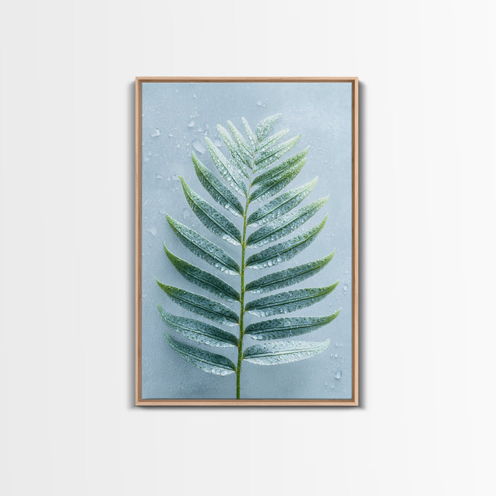 Green Fern Frond Closeup Framed Canvas Print, Bathroom Art, Fine Art Print, Bathroom Decor, Watercolor Art, Spa, Poster, BAT-2x3-18