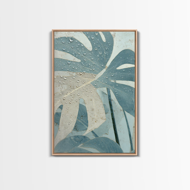 Tropical Leaf Silhouette Framed Canvas Print, Bathroom Art, Statement Artwork, Bathroom Decor, Fine Art, Spa, Digital Art, BAT-2x3-22