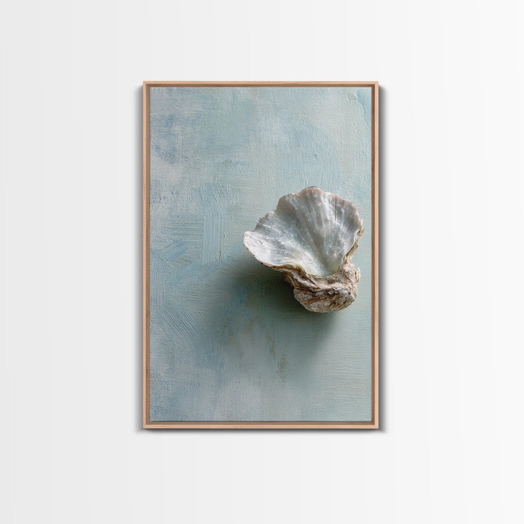 Oyster Shell Study Framed Canvas Print, Bathroom Art, Wall Decor, Bathroom Decor, Fine Art, Spa, Contemporary Art, Wall Art, BAT-2x3-30