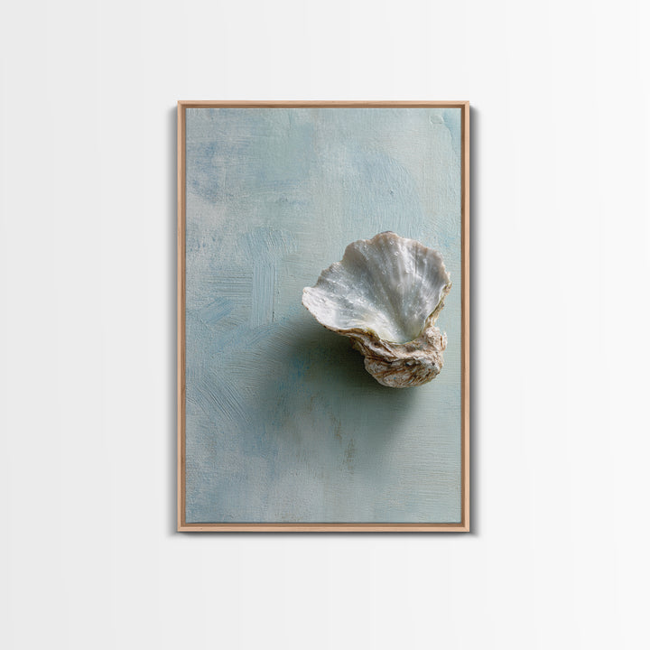 Oyster Shell Study Framed Canvas Print, Bathroom Art, Wall Decor, Bathroom Decor, Fine Art, Spa, Contemporary Art, Wall Art, BAT-2x3-30