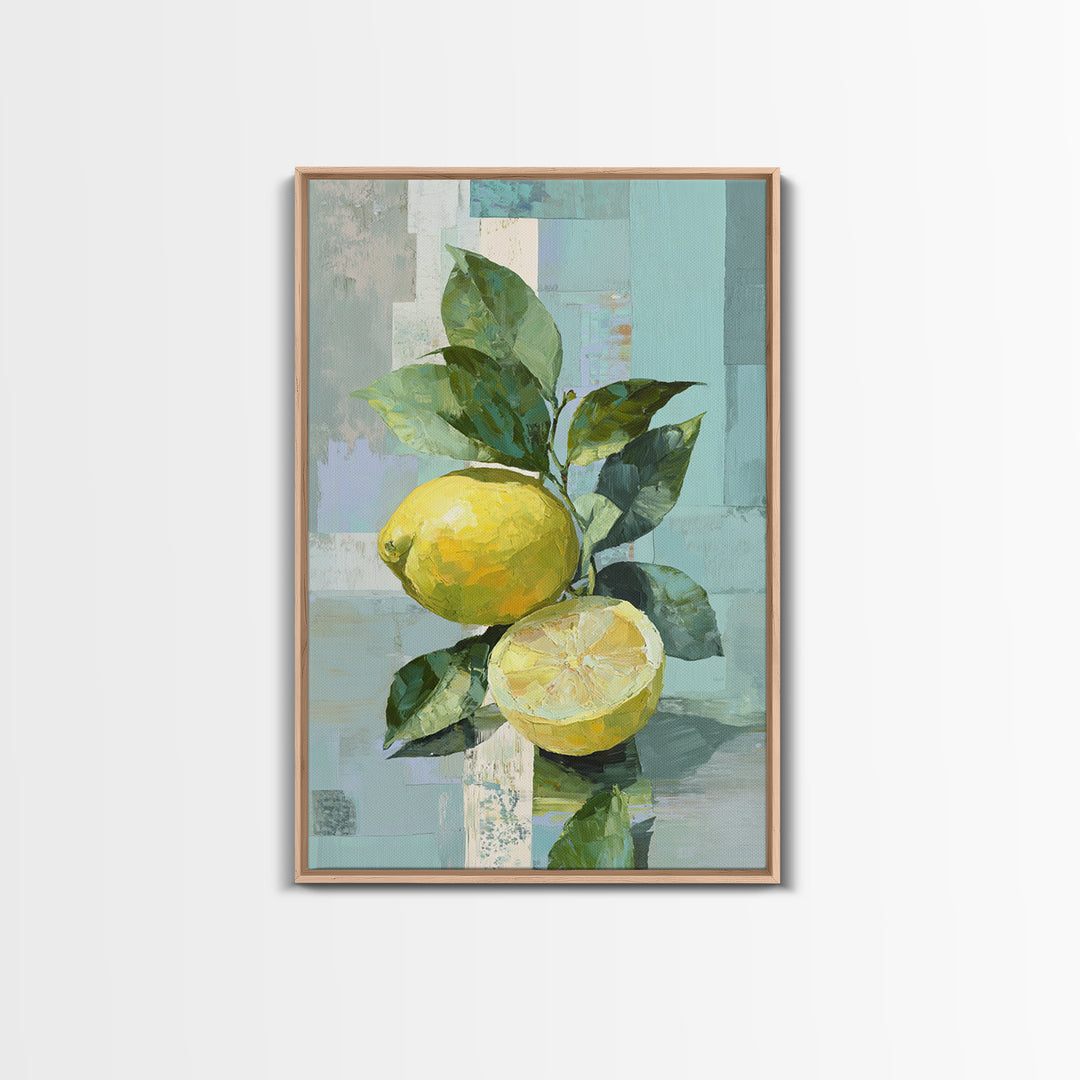 Lemon and Botanical Still Life Framed Canvas Print, Bathroom Art, Art Print, Bathroom Decor, Fine Art, Spa, Custom Pet Portrait, BAT-2x3-38