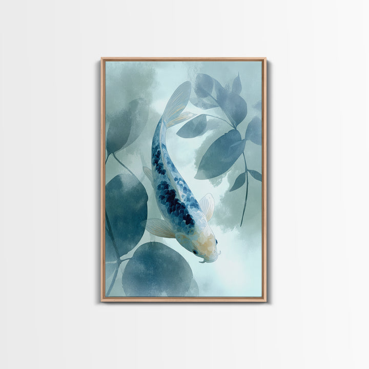 Minimal Koi Fish Swimming Through Clear Water Canvas Print, Bathroom Art, Minimalist Wall Art, Bathroom Decor, Fine Art, Spa, BAT-2x3-40