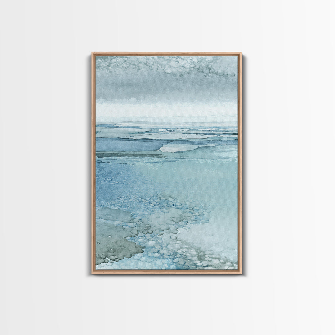 Misty Lake Scene Framed Canvas Print, Bathroom Art, Textured Painting, Bathroom Decor, Fine Art, Spa, Bathroom Wall Art, BAT-2x3-41
