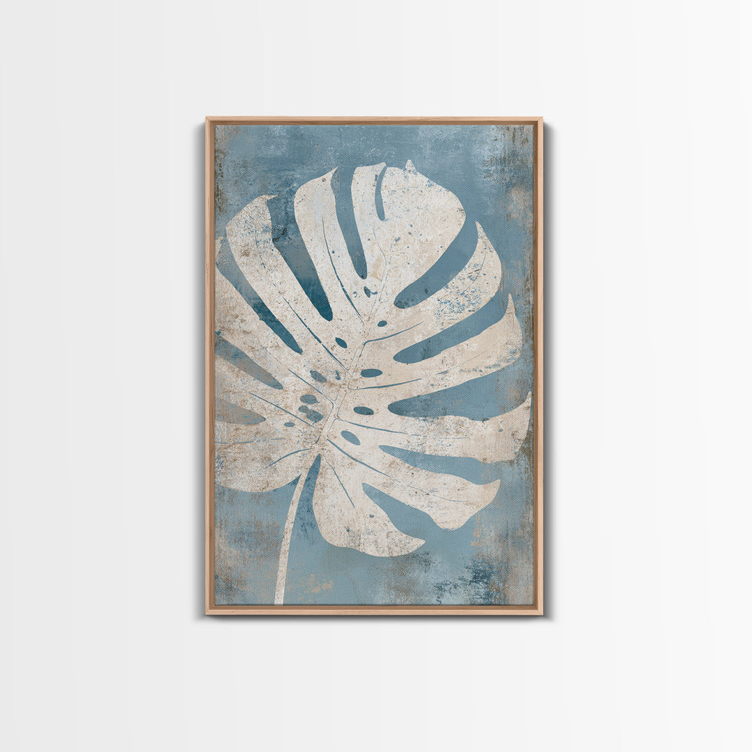 Tropical Leaf Silhouette Framed Canvas Print, Bathroom Art, Statement Artwork, Bathroom Decor, Fine Art, Spa, Digital Art, BAT-2x3-46