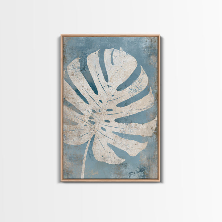 Tropical Leaf Silhouette Framed Canvas Print, Bathroom Art, Statement Artwork, Bathroom Decor, Fine Art, Spa, Digital Art, BAT-2x3-46