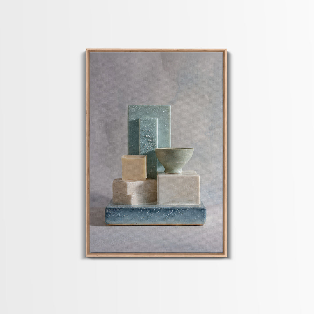 Clean Geometric Forms Canvas Print, Bathroom Art, Luxury Decor, Bathroom Decor, Abstract Art, Spa, Digital Wall Art, BAT-2x3-5