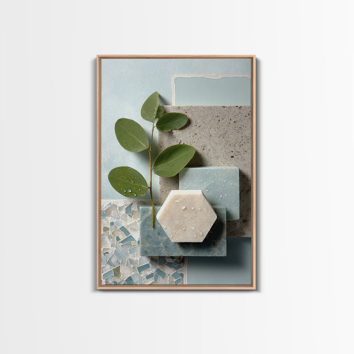 Clean Geometric Forms Framed Canvas Print, Bathroom Art, Contemporary Art, Bathroom Decor, Abstract Art, Spa, Framed Wall Art, BAT-2x3-53