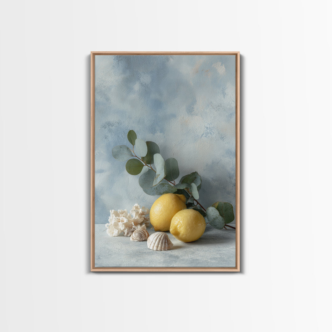 Lemon and Botanical Still Life Canvas Print, Bathroom Art, Wall Art, Bathroom Decor, Spa, Dog Portrait, Canvas Wall Art, BAT-2x3-62
