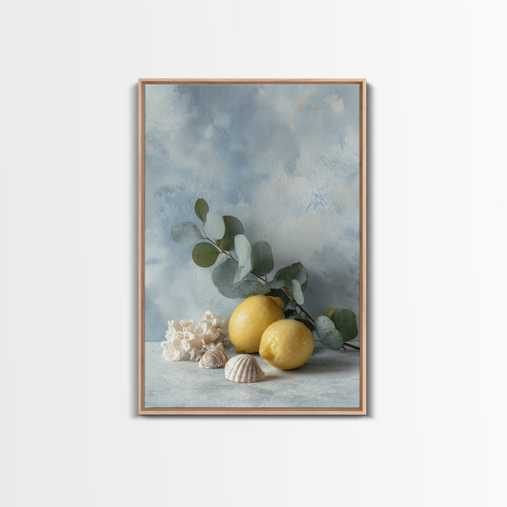Lemon and Botanical Still Life Canvas Print, Bathroom Art, Wall Art, Bathroom Decor, Spa, Dog Portrait, Canvas Wall Art, BAT-2x3-62
