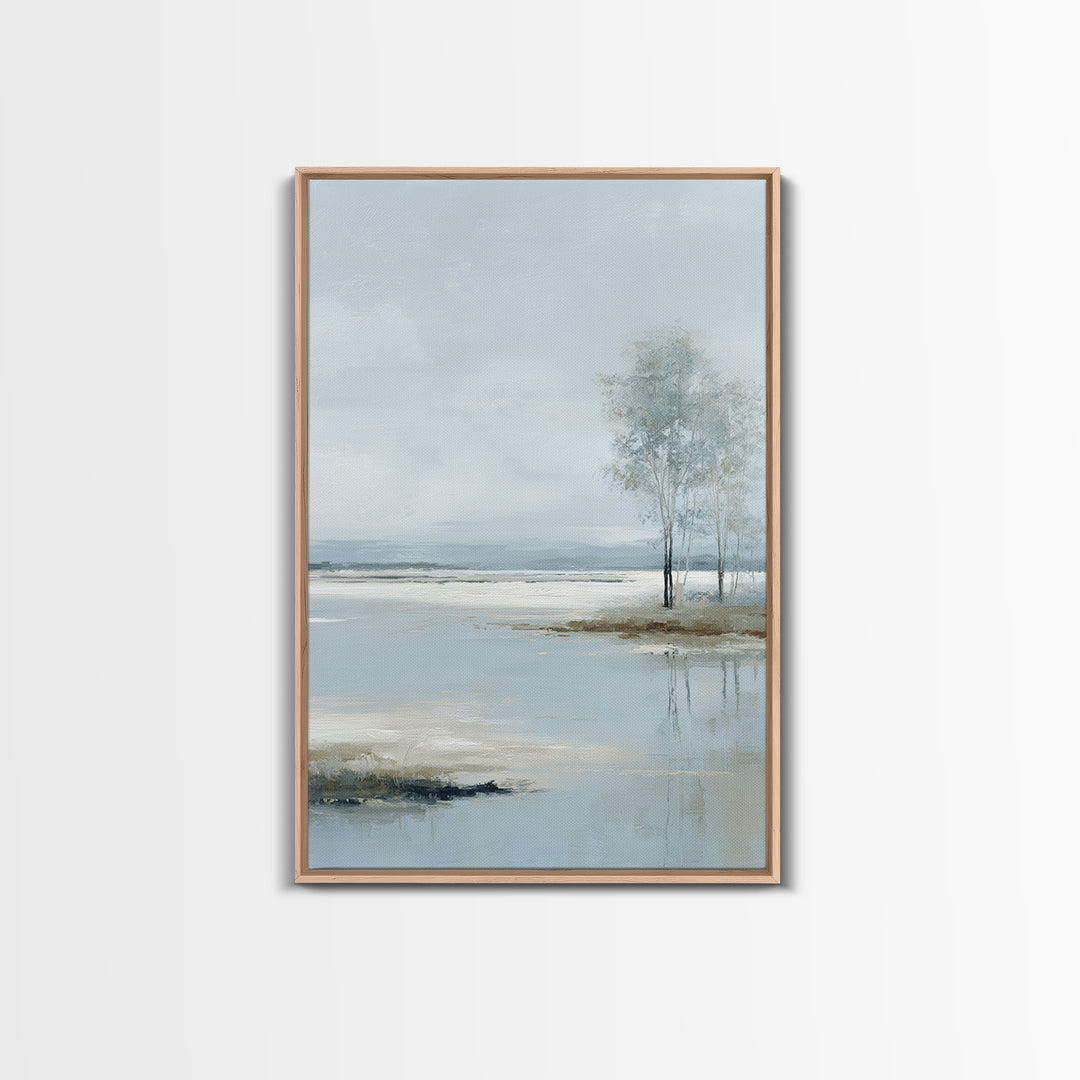 Misty Lake Scene Canvas Print, Bathroom Art, Poster, Bathroom Decor, Oil Painting, Spa, Digital Print, Dopamine Decor, BAT-2x3-65