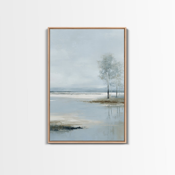 Misty Lake Scene Canvas Print, Bathroom Art, Poster, Bathroom Decor, Oil Painting, Spa, Digital Print, Dopamine Decor, BAT-2x3-65