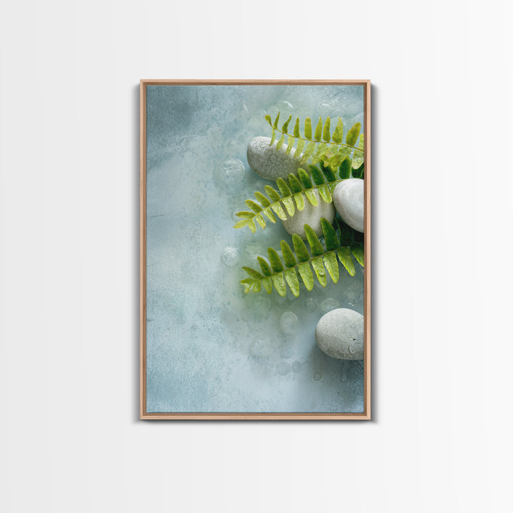 Green Fern Frond Closeup Canvas Print, Bathroom Art, Room Decor, Bathroom Decor, Oil Painting, Spa, Custom Pet Portrait, BAT-2x3-66