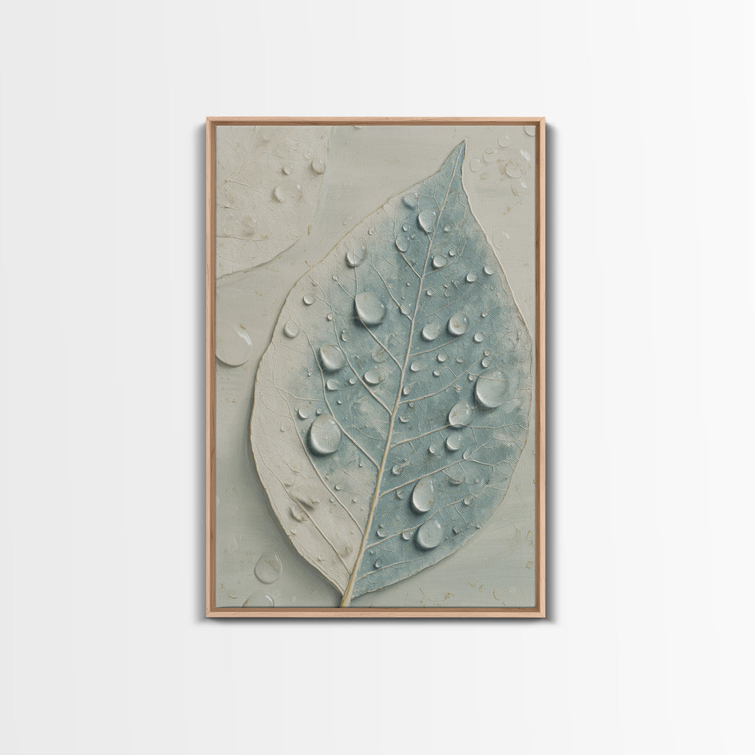 Tropical Leaf Silhouette Canvas Print, Bathroom Art, Textured Painting, Bathroom Decor, Oil Painting, Spa, Bathroom Wall Art, BAT-2x3-70