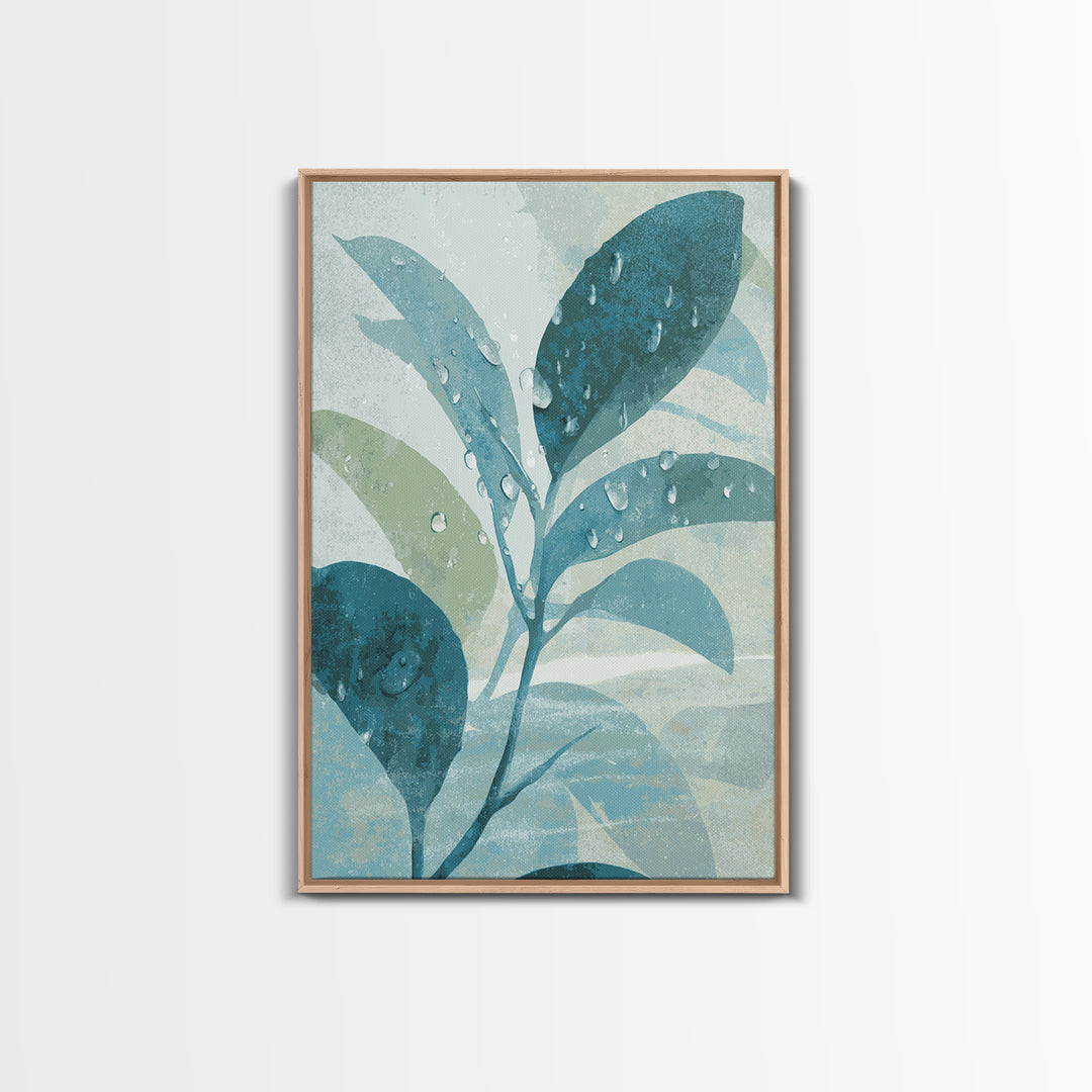 Tropical Leaf Silhouette Framed Canvas Print, Bathroom Art, Poster, Bathroom Decor, Watercolor Art, Spa, Digital Print, BAT-2x3-94