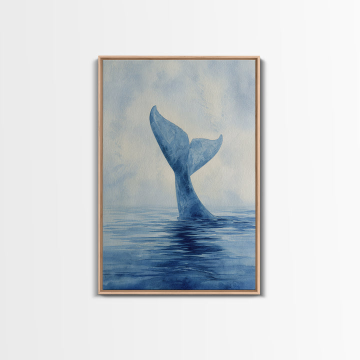 Watercolor Whale Tail Canvas Print, Bathroom Art, Digital Wall Art, Bathroom Decor, Spa, Unique Wall Art, Modern Wall Art, BAT-2x3-95