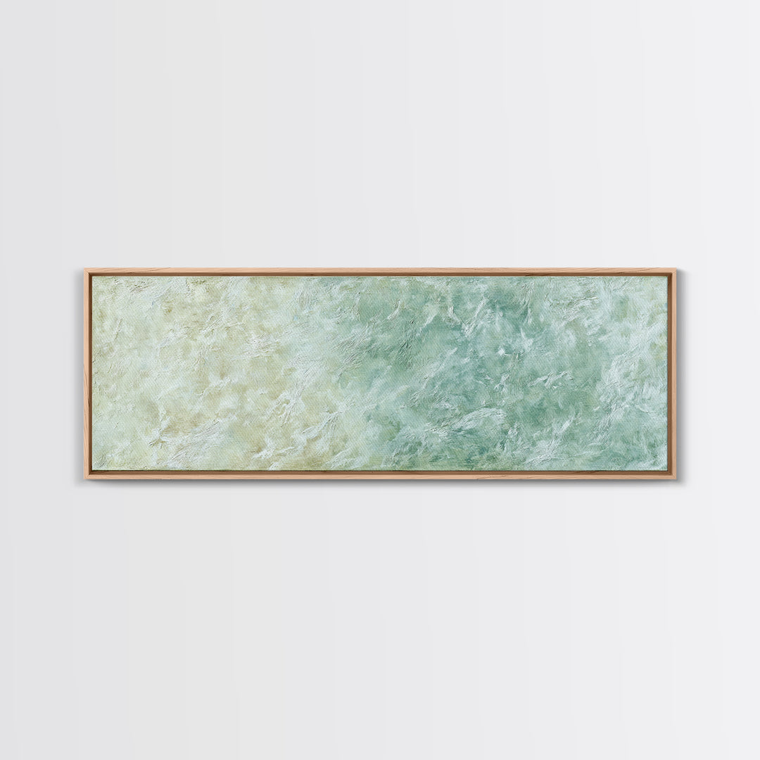 Sunlit Window Plant Shadow on Plaster Framed Canvas Print, Bathroom Art, Textured Painting, Bathroom Decor, Fine Art, Spa, BAT-3x1-10