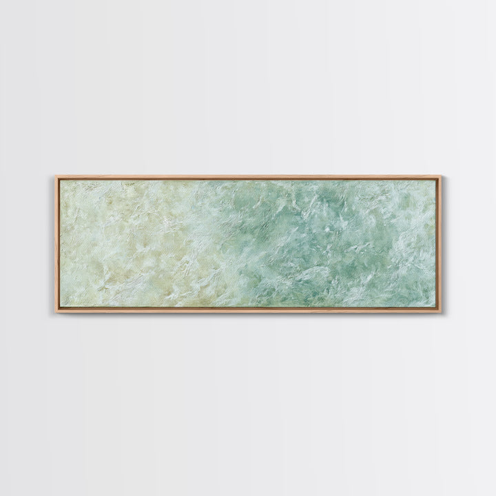 Sunlit Window Plant Shadow on Plaster Framed Canvas Print, Bathroom Art, Textured Painting, Bathroom Decor, Fine Art, Spa, BAT-3x1-10