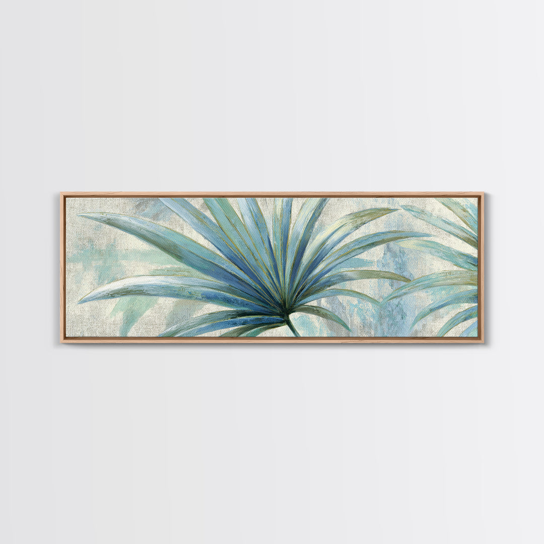 Simple Palm Frond on Off White Linen Framed Canvas Print, Bathroom Art, Minimalist Wall Art, Bathroom Decor, Fine Art, Spa, BAT-3x1-15