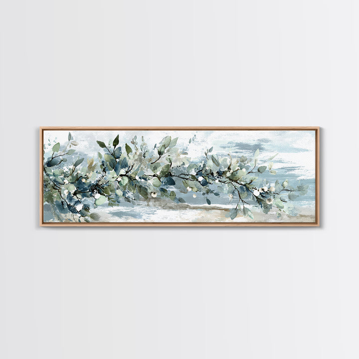 Spa Eucalyptus Branch Framed Canvas Print, Bathroom Art, Printable, Bathroom Decor, Watercolor Art, Spa, Bathroom Prints, BAT-3x1-18