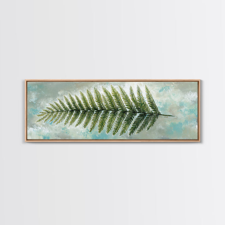 Green Fern Frond Closeup Framed Canvas Print, Bathroom Art, Wall Art, Bathroom Decor, Spa, Dog Portrait, Canvas Wall Art, BAT-3x1-2