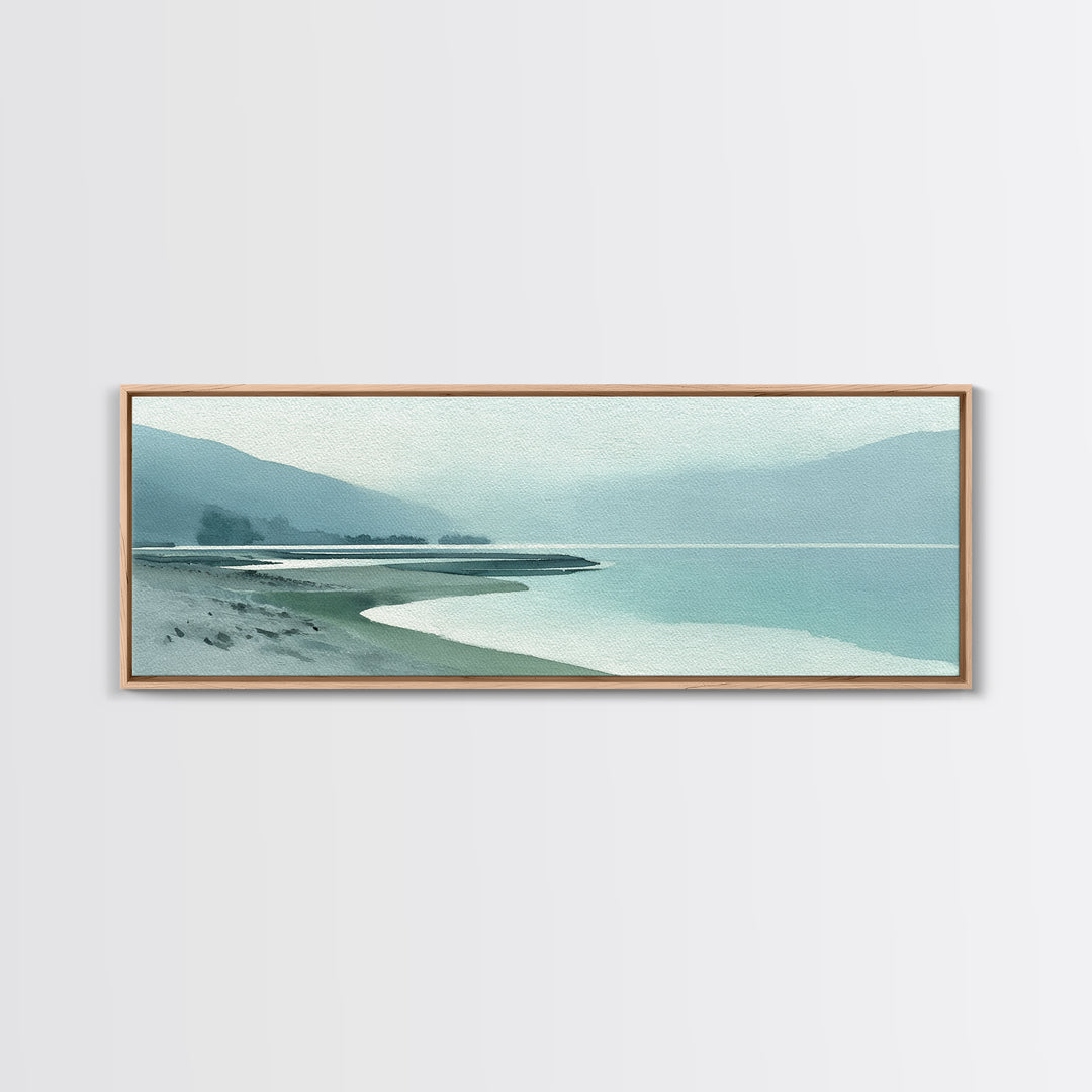 Misty Lake Scene Canvas Print, Bathroom Art, Dog Portrait, Bathroom Decor, Spa, Minimalist Wall Art, Bathroom Wallpaper, BAT-3x1-25