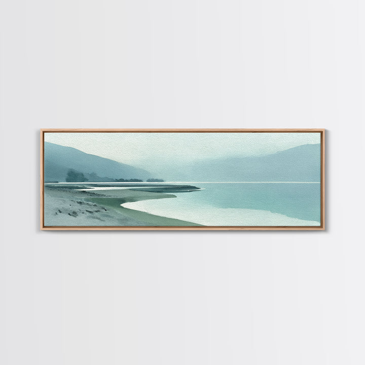 Misty Lake Scene Canvas Print, Bathroom Art, Dog Portrait, Bathroom Decor, Spa, Minimalist Wall Art, Bathroom Wallpaper, BAT-3x1-25