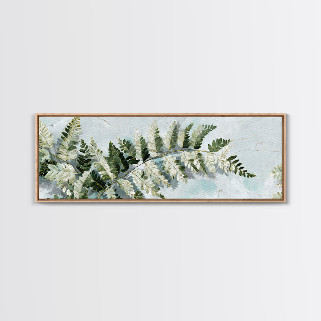 Green Fern Frond Closeup Canvas Print, Bathroom Art, Digital Wall Art, Bathroom Decor, Watercolor Art, Spa, Unique Wall Art, BAT-3x1-26