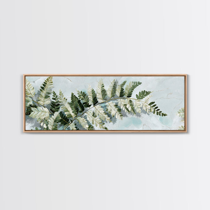 Green Fern Frond Closeup Canvas Print, Bathroom Art, Digital Wall Art, Bathroom Decor, Watercolor Art, Spa, Unique Wall Art, BAT-3x1-26