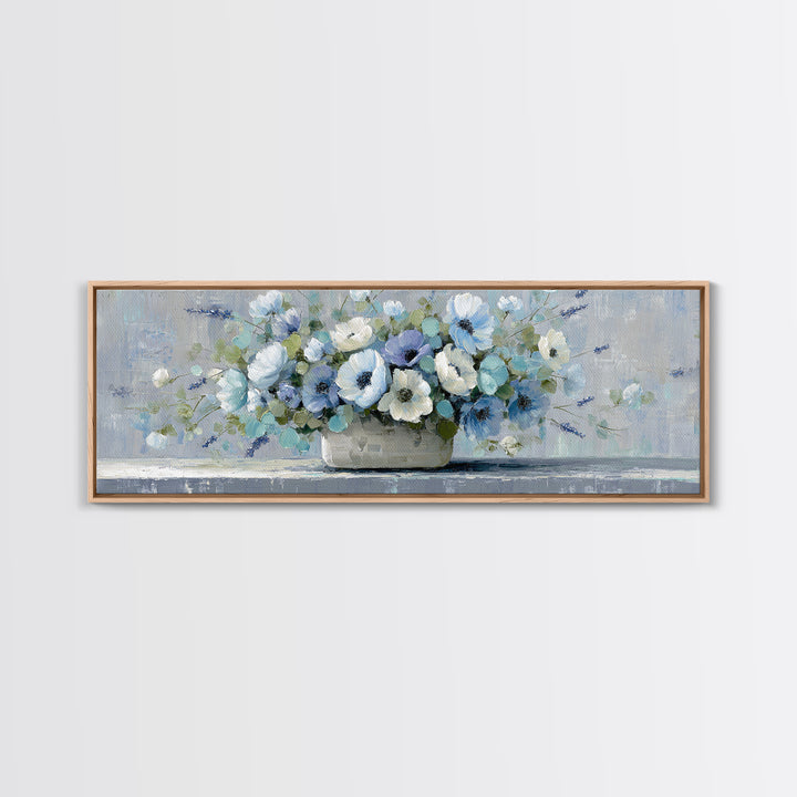 Lavender Sprigs in a Ceramic Vase Framed Canvas Print, Bathroom Art, Funny Bathroom Art, Bathroom Decor, Oil Painting, Spa, BAT-3x1-28
